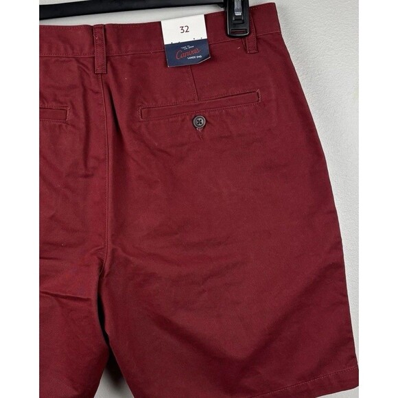 NWT Lands End Shorts Men 32 Dark Red  9" Inseam Flat Front Chino 5 Pocket Canvas - Picture 4 of 11